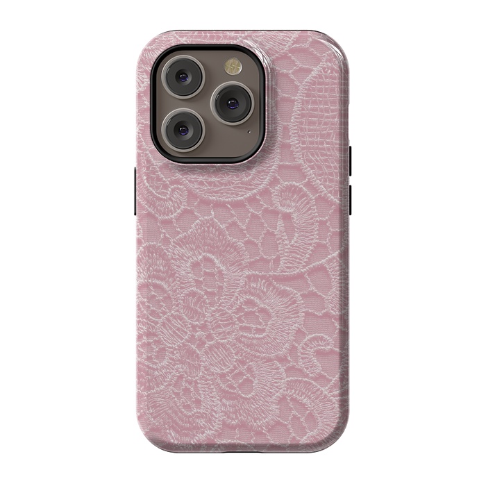 iPhone 14 Pro StrongFit Pink Lace by Andrea Haase