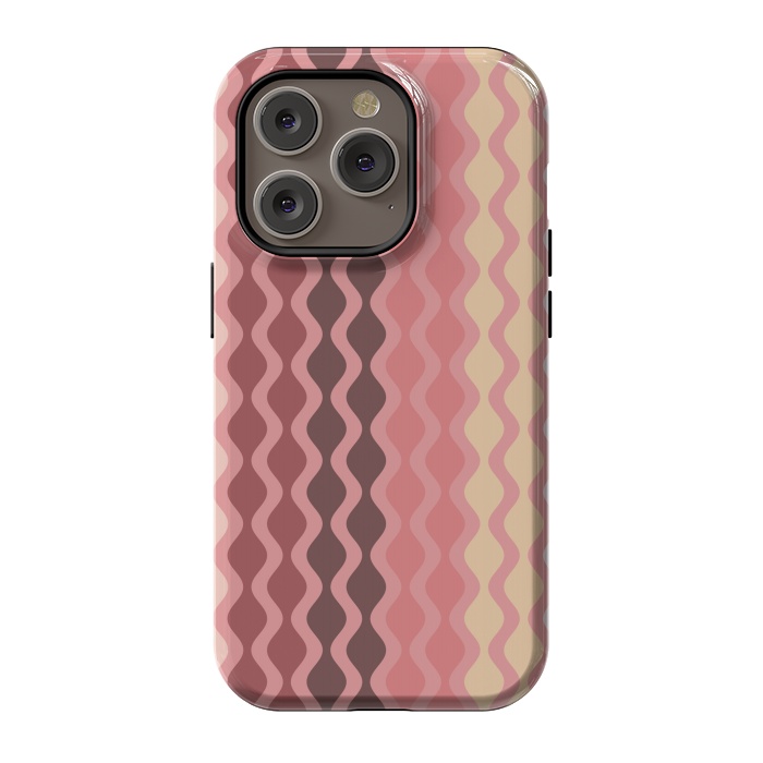 iPhone 14 Pro StrongFit Falling Waves in Pink and Brown by Paula Ohreen