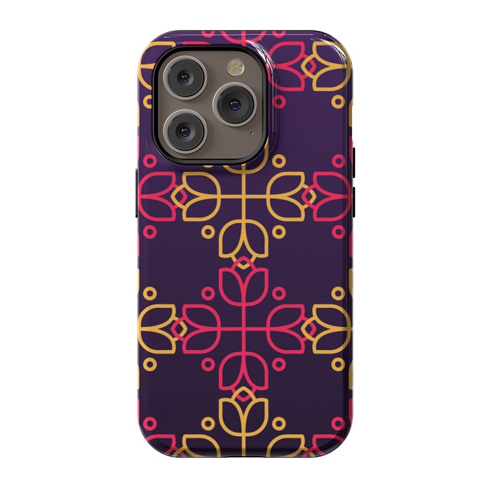 iPhone 14 Pro StrongFit yellow pink floral pattern by MALLIKA