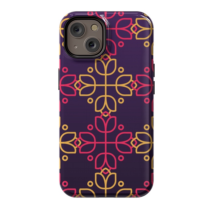 iPhone 14 StrongFit yellow pink floral pattern by MALLIKA