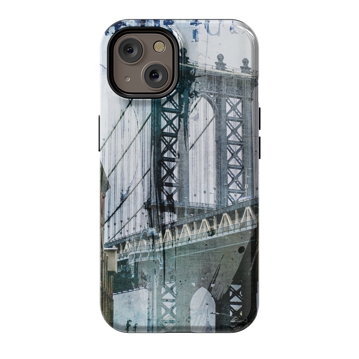 iPhone 14 StrongFit Brooklyn Bridge Grunge Mixed Media Art by Andrea Haase