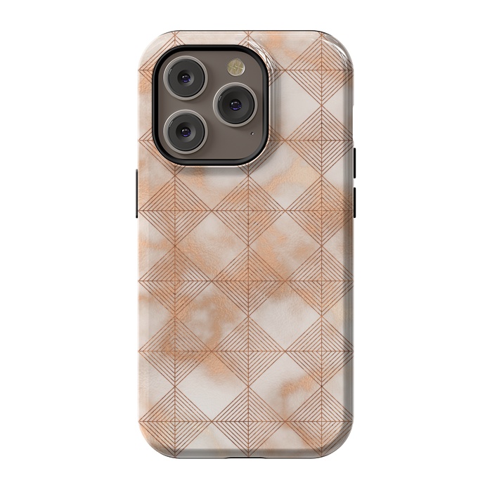 iPhone 14 Pro StrongFit Abstract Minimalistic Rose Gold Marble Quadrangles  by  Utart