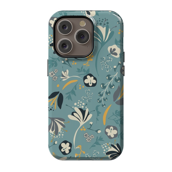 iPhone 14 Pro StrongFit Beautiful BC Bloom in Blue and Yellow by Paula Ohreen