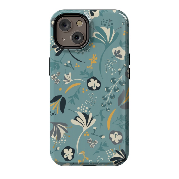 iPhone 14 StrongFit Beautiful BC Bloom in Blue and Yellow by Paula Ohreen