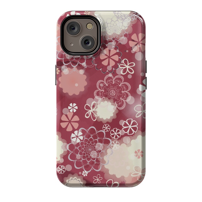iPhone 14 StrongFit Lacy Flowers on Bright Pink by Paula Ohreen