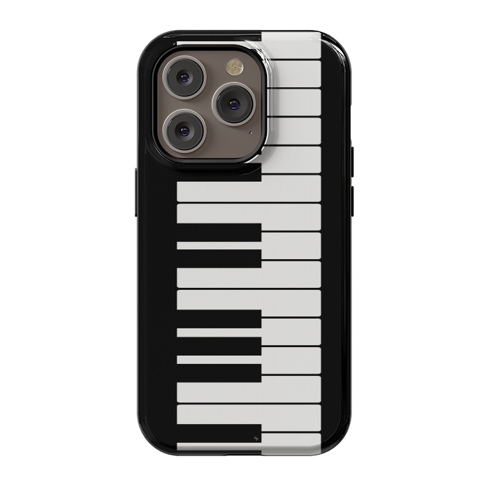 iPhone 14 Pro StrongFit Black and white piano keys music instrument by Martina