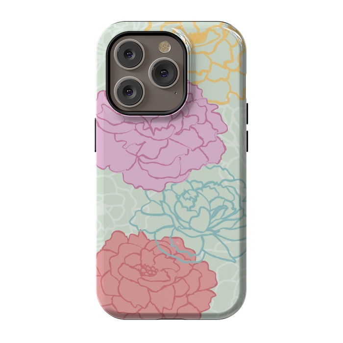 iPhone 14 Pro StrongFit Pretty pastel peonies by Martina