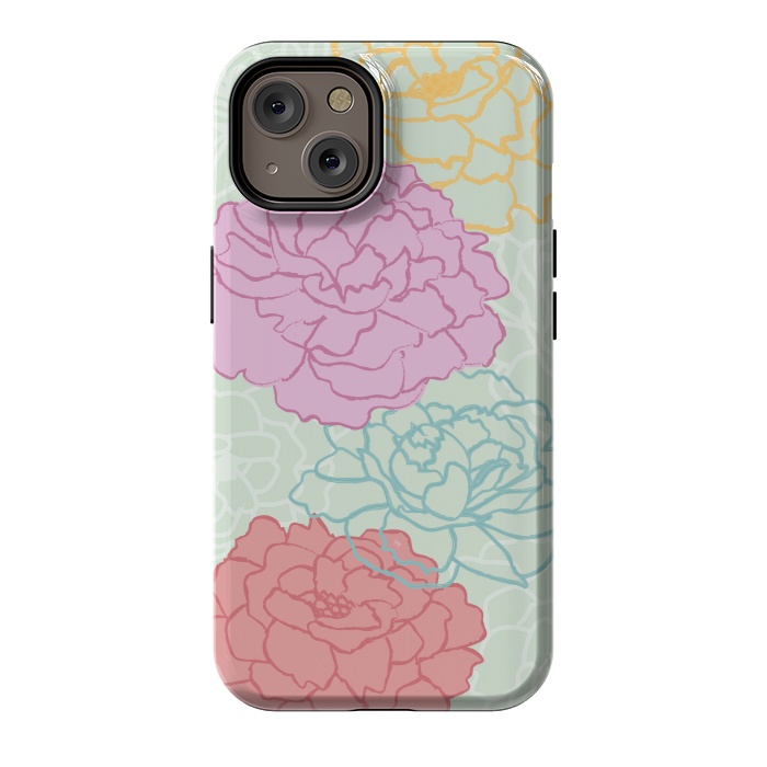 iPhone 14 StrongFit Pretty pastel peonies by Martina