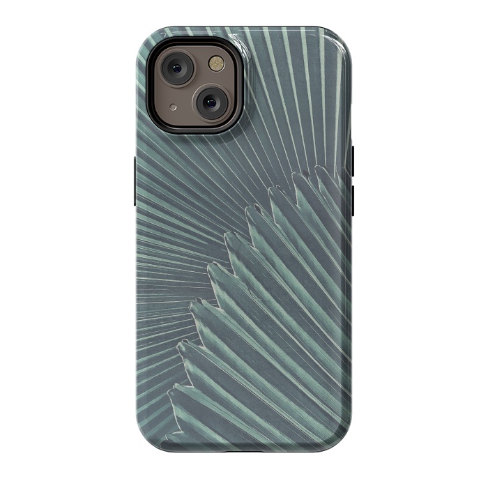 iPhone 14 StrongFit Teal Palm Leaves by Andrea Haase