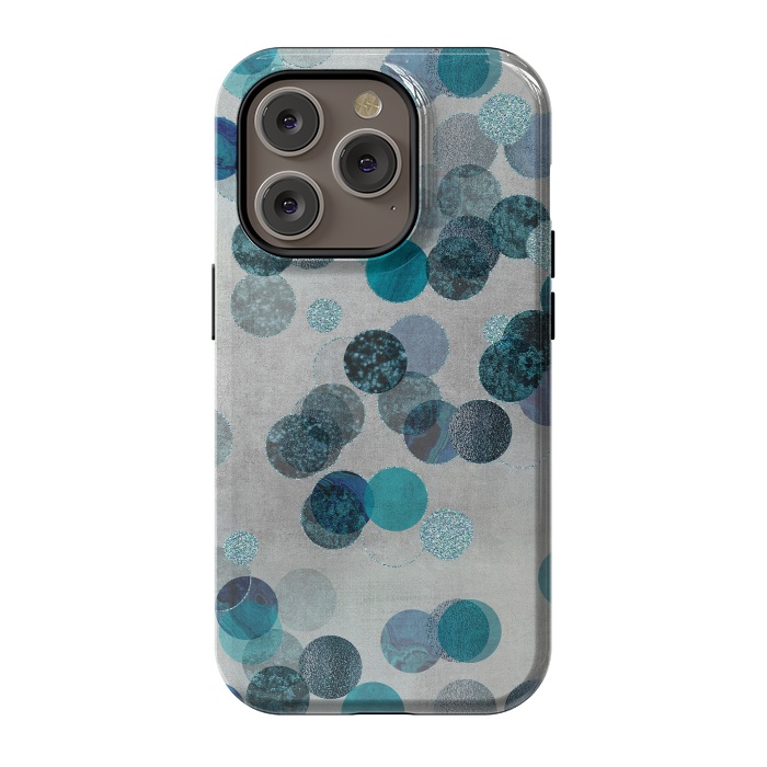 iPhone 14 Pro StrongFit Fancy Faux Glitter Dots In Teal And Turquoise by Andrea Haase