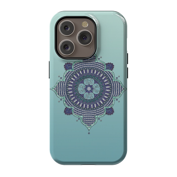 iPhone 14 Pro StrongFit Precious Turquoise Mandala Ornament by Andrea Haase