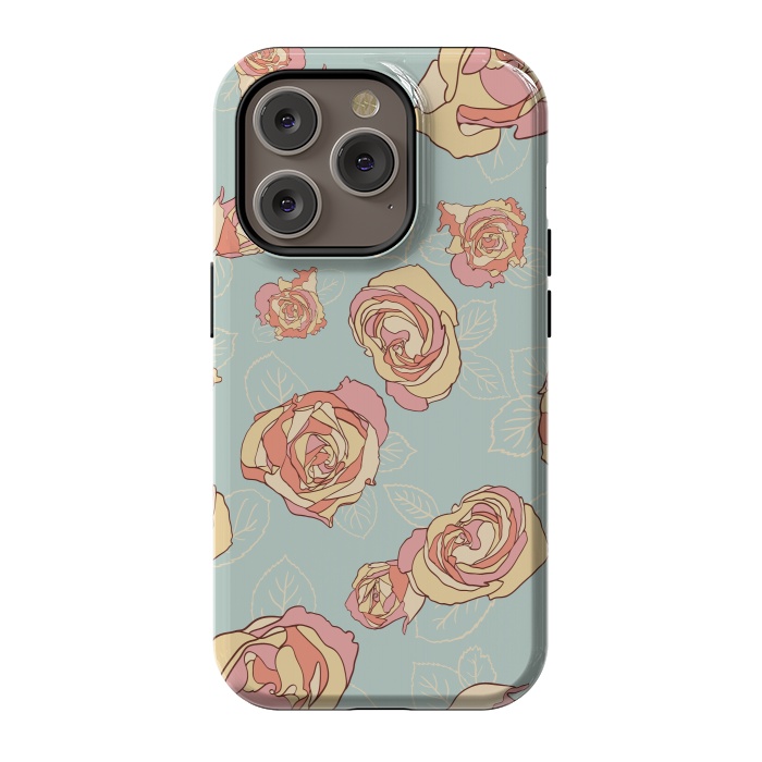 iPhone 14 Pro StrongFit Retro Roses by Paula Ohreen