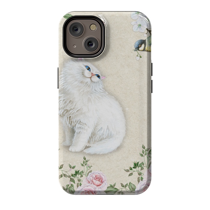 iPhone 14 StrongFit Kitty Welcomes Bird by Creativeaxle