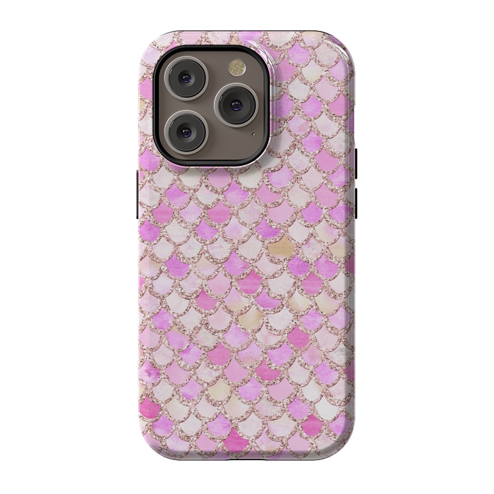 iPhone 14 Pro StrongFit Light Pink hand drawn mermaid scales by  Utart