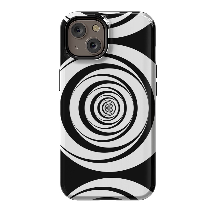 iPhone 14 StrongFit Concentric Circles Pop-Art Black White 2 by Andrea Haase