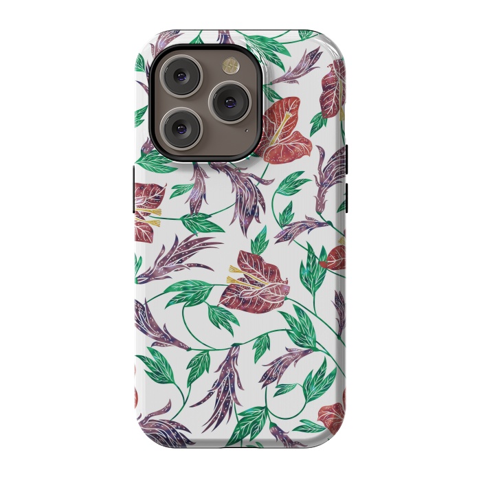 iPhone 14 Pro StrongFit Tropical Flowers Pattern by Dushan Medich