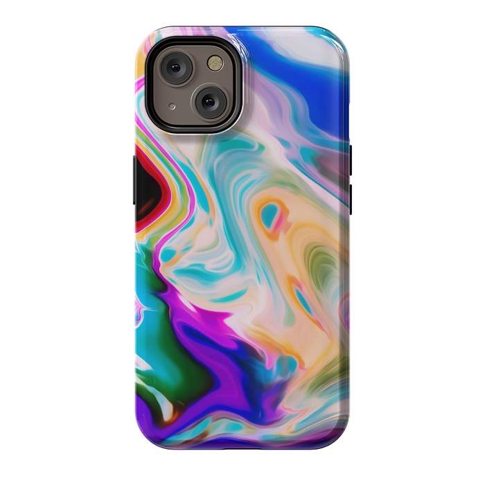 iPhone 14 StrongFit Colorful Abstract Marble Swirls by Dushan Medich