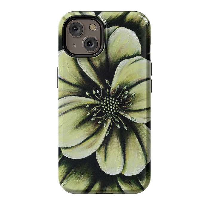 iPhone 14 StrongFit Green Flower by Denise Cassidy Wood