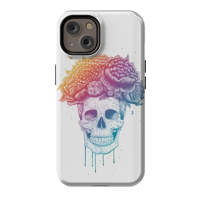 iPhone 14 StrongFit Colorful skull with flowers by kodamorkovkart
