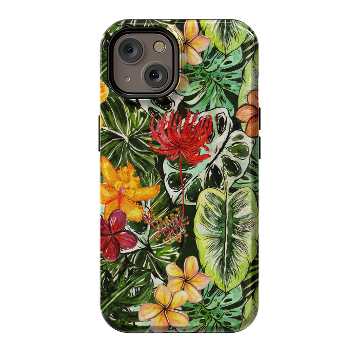 iPhone 14 StrongFit Vintage Tropical Flower Jungle Pattern by  Utart