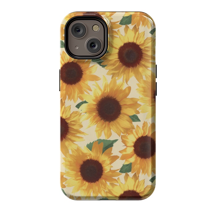 iPhone 14 StrongFit Happy Yellow Sunflowers by Micklyn Le Feuvre