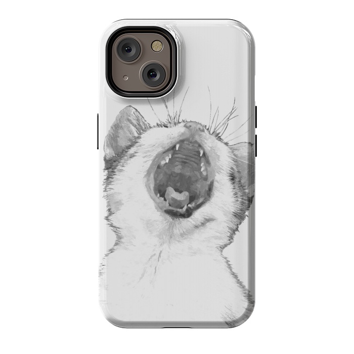 iPhone 14 StrongFit Black and White Sleepy Kitten  by Alemi