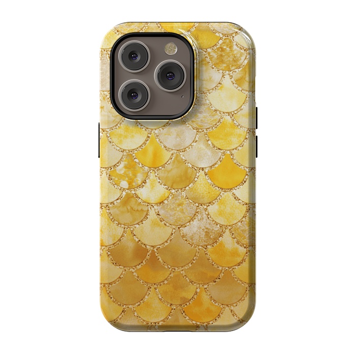 iPhone 14 Pro StrongFit Gold Watercolor Mermaid Scales by  Utart