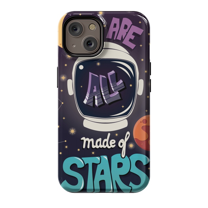 iPhone 14 StrongFit We are all made of stars, typography modern poster design with astronaut helmet and night sky by Jelena Obradovic