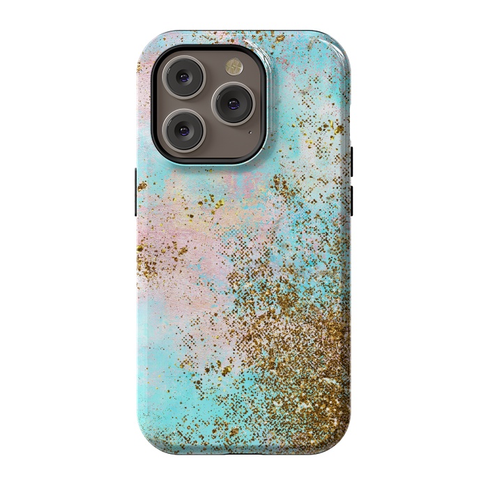 iPhone 14 Pro StrongFit Pink and Teal and Gold Mermaid Glitter Seafoam by  Utart