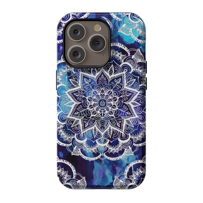 iPhone 14 Pro StrongFit Queen Starring of Mandalas Navy by ''CVogiatzi.
