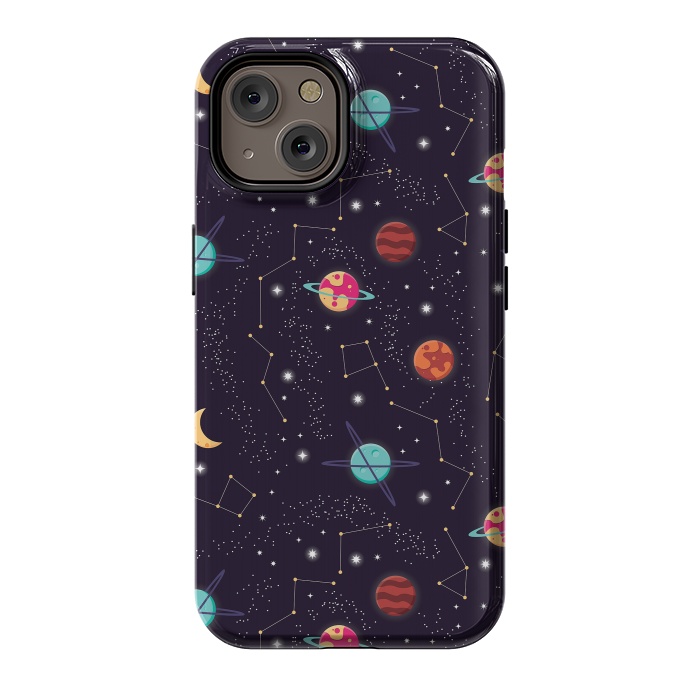 iPhone 14 StrongFit Universe with planets and stars seamless pattern, cosmos starry night sky 004 by Jelena Obradovic