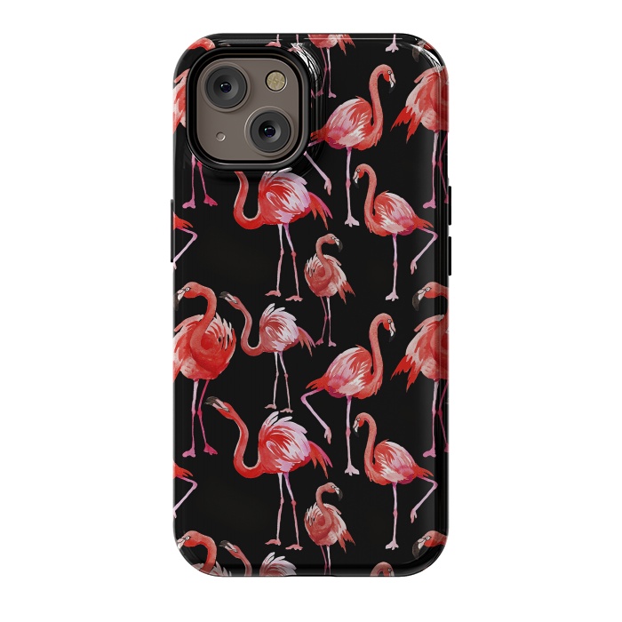 iPhone 14 StrongFit Flamingos on Black by  Utart