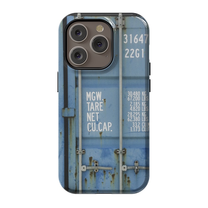 iPhone 14 Pro StrongFit Shipping Containter With Stencil Text by Andrea Haase