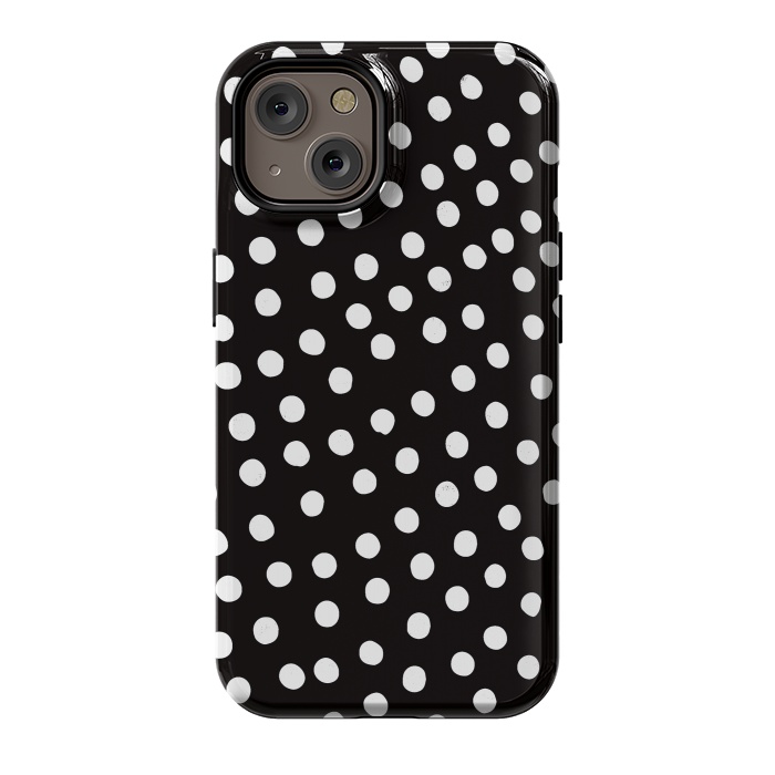 iPhone 14 StrongFit Drunk little white polka dots on black  by DaDo ART