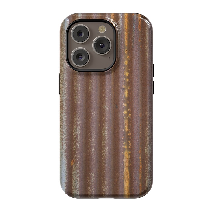 iPhone 14 Pro StrongFit Old Rusty Corrugated Sheet 2 by Andrea Haase