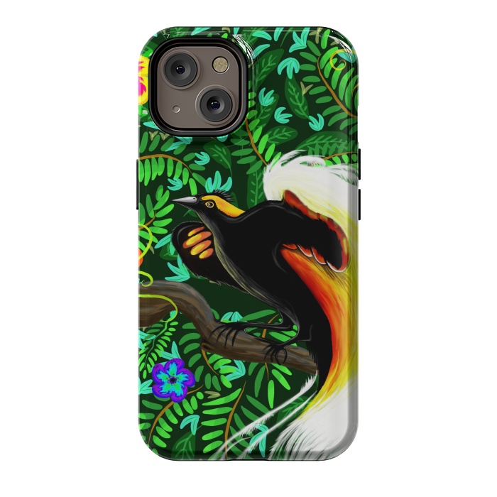 iPhone 14 StrongFit Paradise Bird Fire Feathers   by BluedarkArt