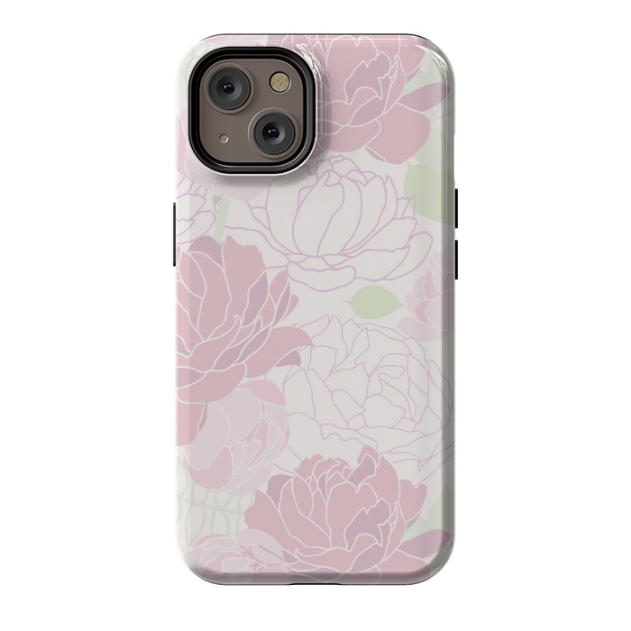 iPhone 14 StrongFit Abstract Pink Peony Pattern by  Utart