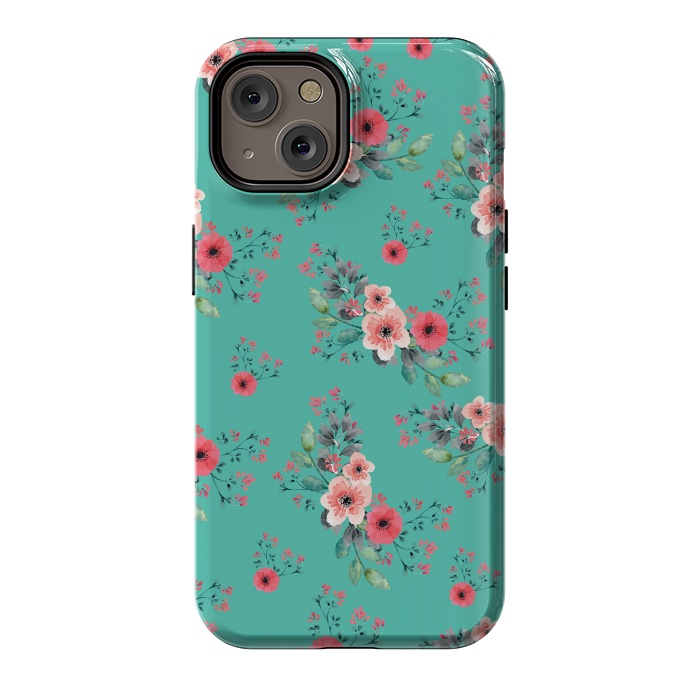 iPhone 14 StrongFit Flowers in Aquamarine by Rossy Villarreal