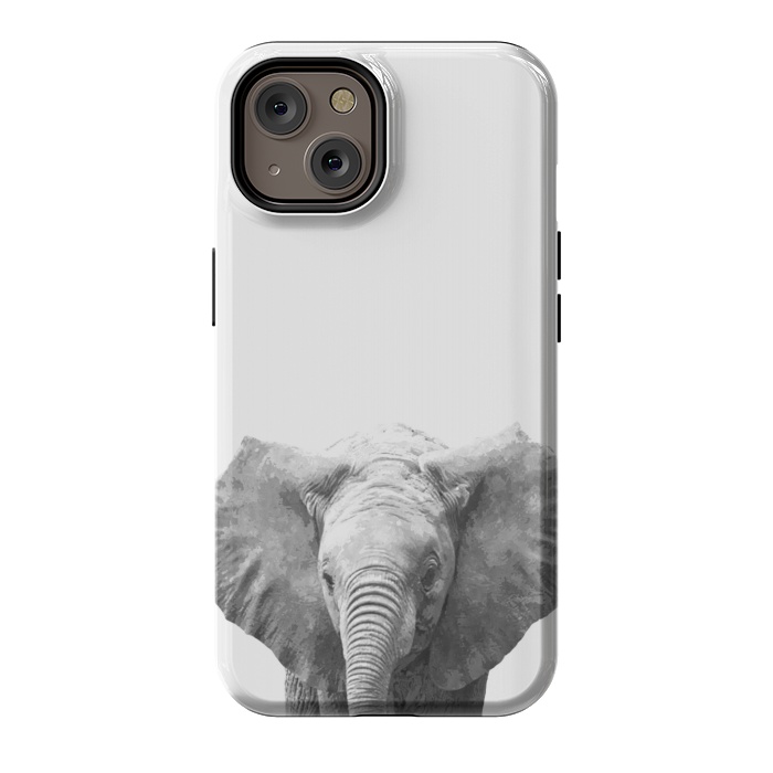 iPhone 14 StrongFit Black and White Baby Elephant  by Alemi