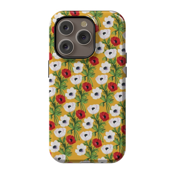 iPhone 14 Pro StrongFit Yellow Flowers Rain by Rossy Villarreal