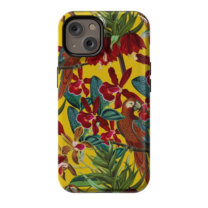 iPhone 14 StrongFit Parrots in tropical flower jungle by  Utart