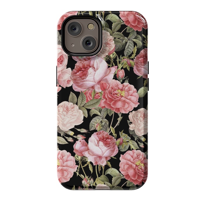 iPhone 14 StrongFit Bridal Roses Pattern on Black by  Utart