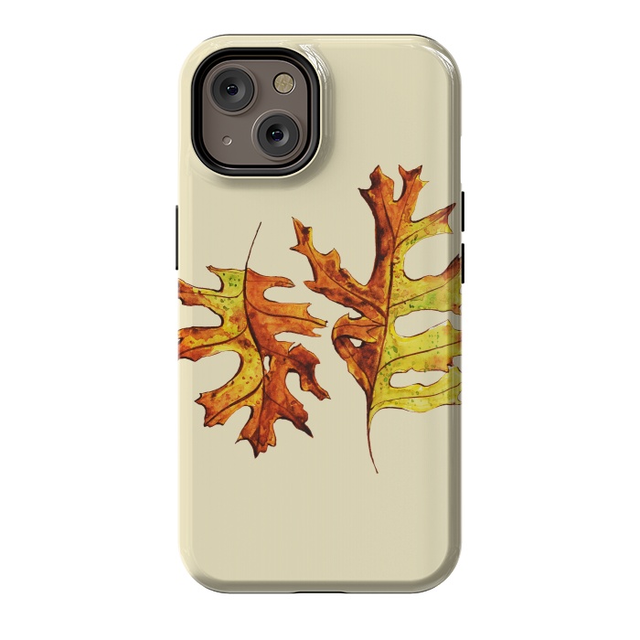 iPhone 14 StrongFit Ink Watercolor Painted Autumn Leaves Nature Lover by Boriana Giormova