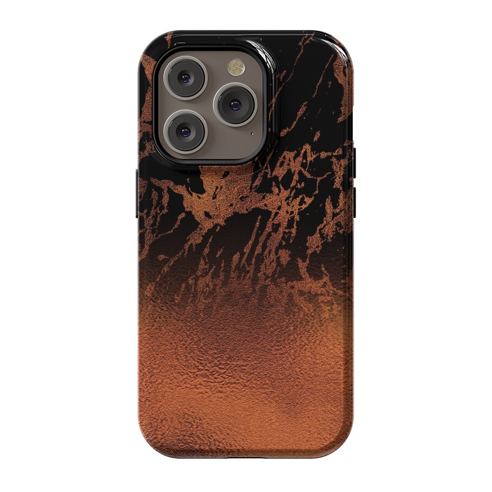 iPhone 14 Pro StrongFit Copper Gold and Black Marble  by  Utart