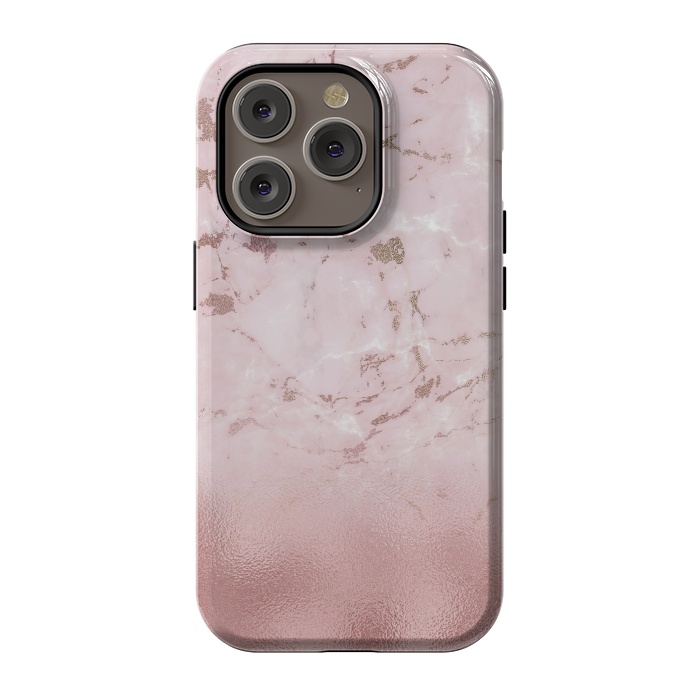 iPhone 14 Pro StrongFit Rose Gold Glitter Marble Blush by  Utart
