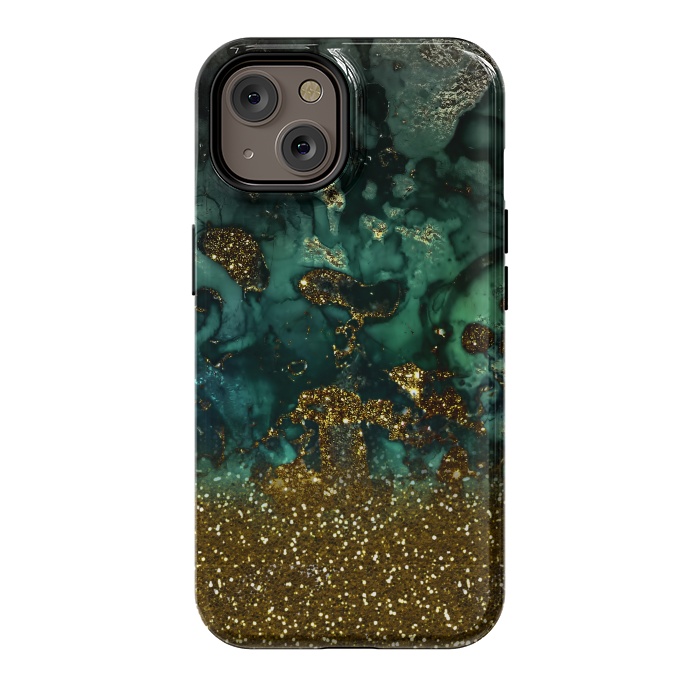 iPhone 14 StrongFit Green Malachite Marble and Gold Glitter by  Utart
