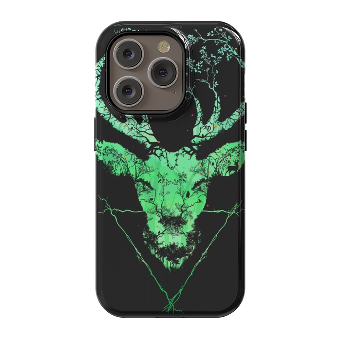 iPhone 14 Pro StrongFit Dark Forest Deer by Sitchko