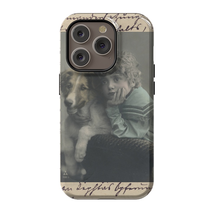 iPhone 14 Pro StrongFit Vintage Boy With Dog by Andrea Haase