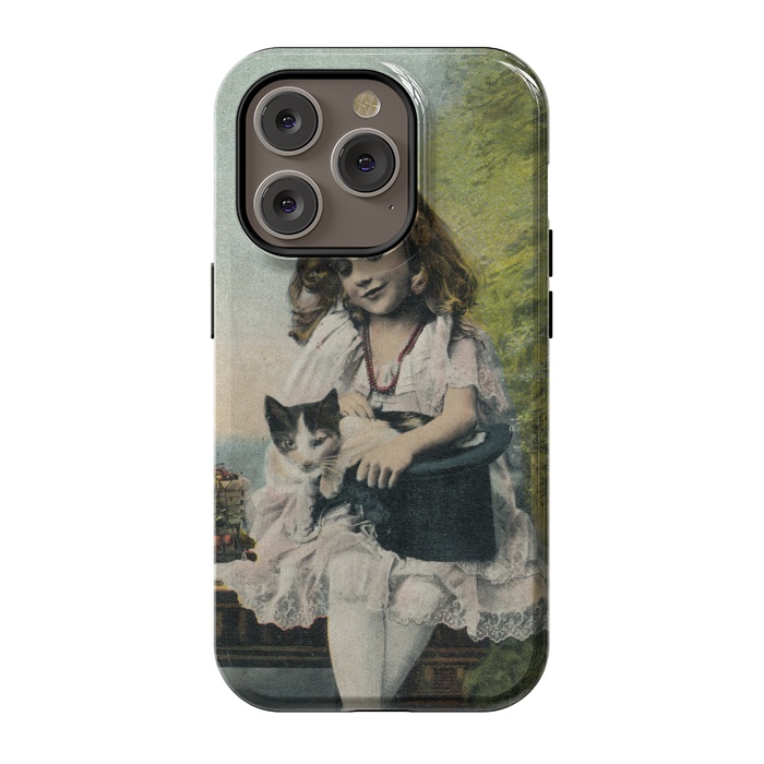 iPhone 14 Pro StrongFit Retro Girl With Cat by Andrea Haase