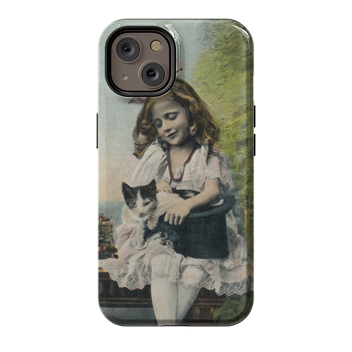 iPhone 14 StrongFit Retro Girl With Cat by Andrea Haase